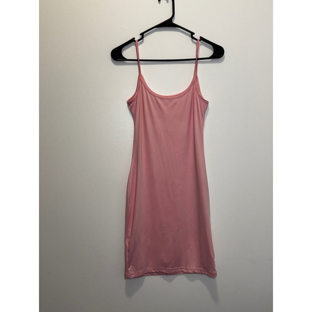 SHEIN Women Pink Spaghetti Strap Bodycon Mini Dress Size M Medium Scoop Neck - Picture 2 of 6